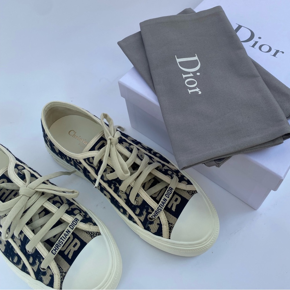Dior Walk'N'Dior Sneaker, Deep Blue Dior Oblique Embroidered Cotton
